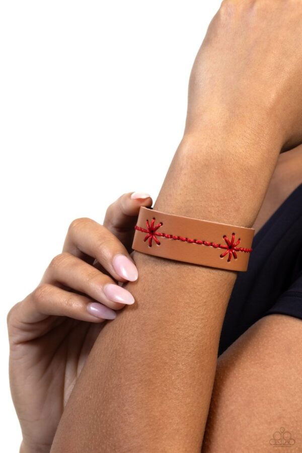 Paparazzi Bracelet ~ Cross-Stitched Gardens - Red