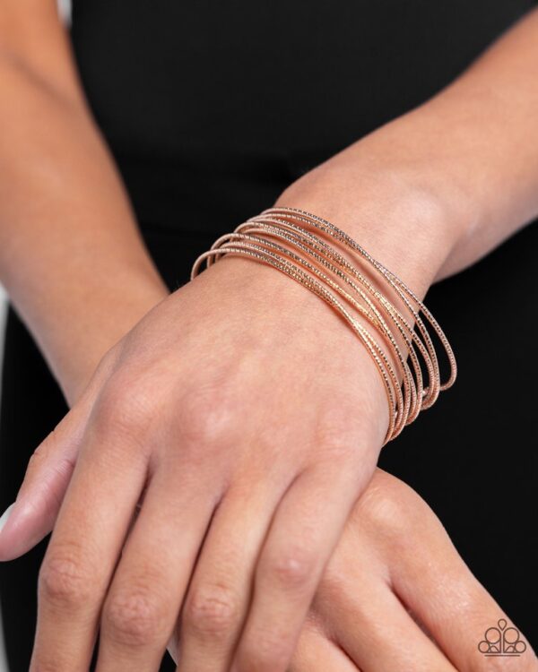 Paparazzi Bracelet ~ Monochromatic Crossover - Rose Gold