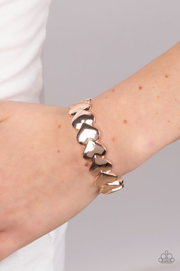 Paparazzi Bracelet ~ Hearts Galore - Rose Gold