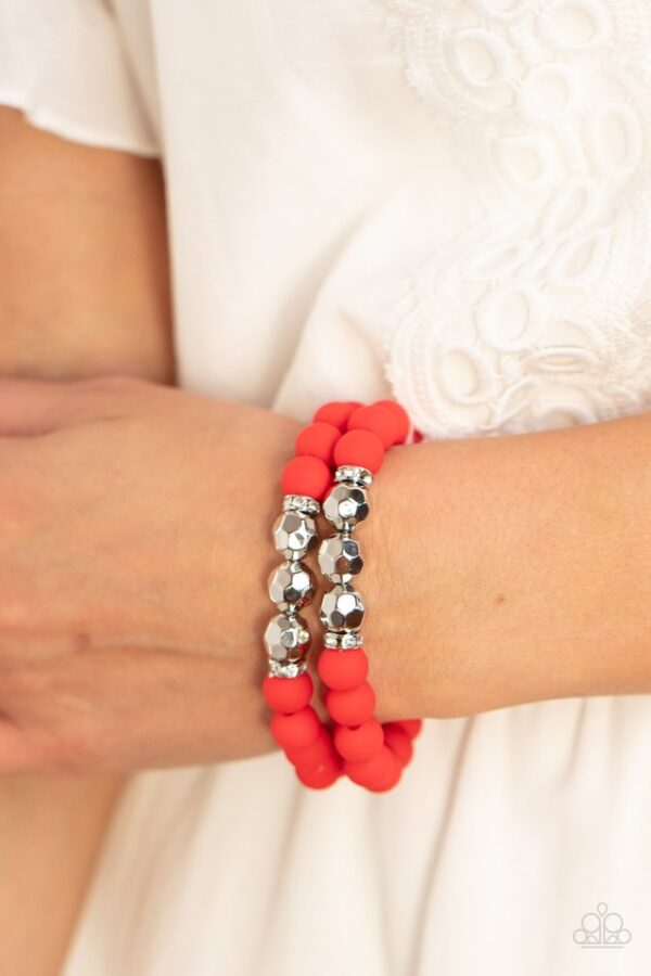 Paparazzi Bracelet ~ Dip and Dive - Red