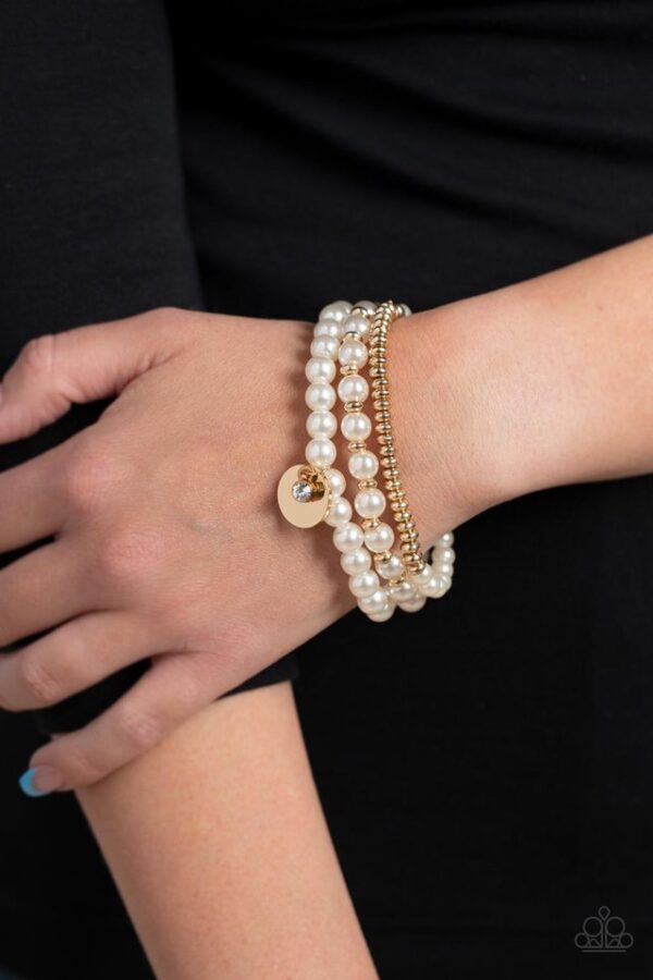 Paparazzi Bracelet ~ Pearly Professional - Gold