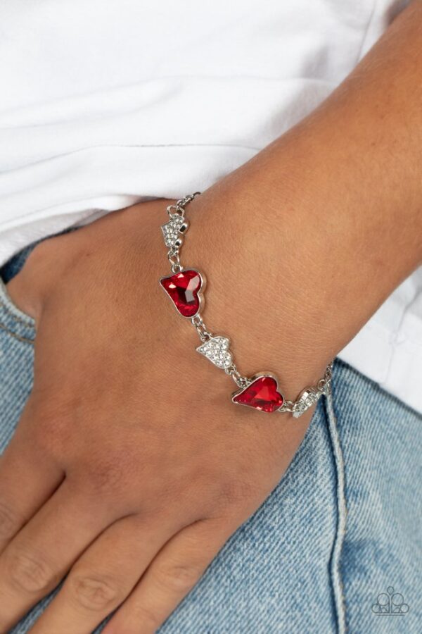 Paparazzi Bracelet ~ Cluelessly Crushing - Red