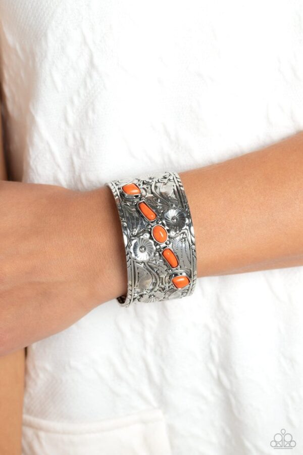 Paparazzi Bracelet ~ Still FLORAL Stones - Orange