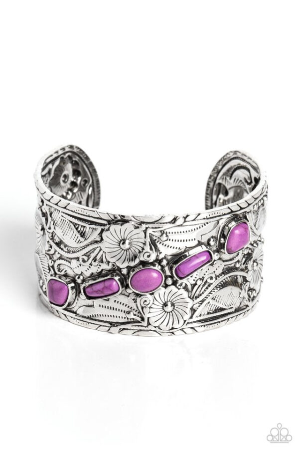 Paparazzi Bracelet ~ Still FLORAL Stones - Purple