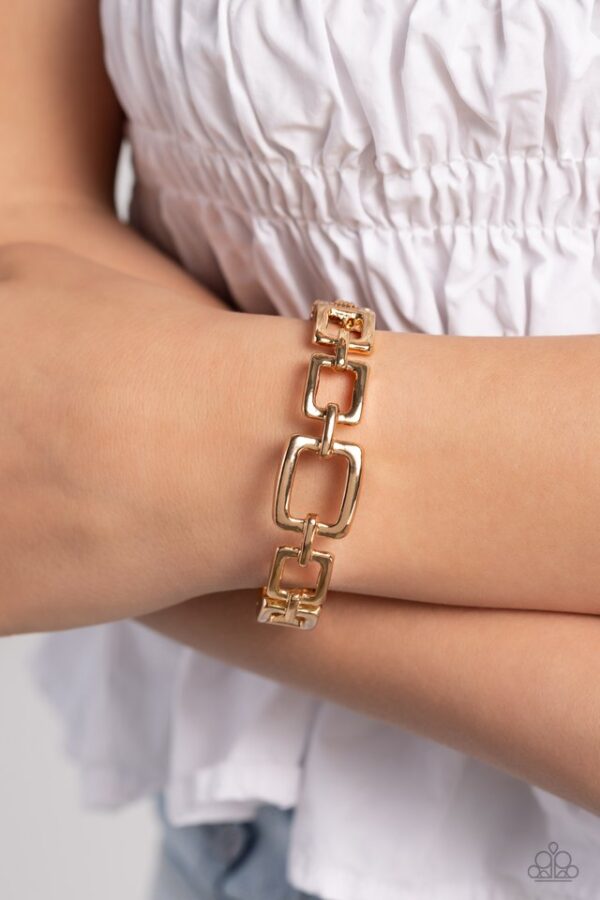 Paparazzi Bracelet ~ Square Inch - Gold