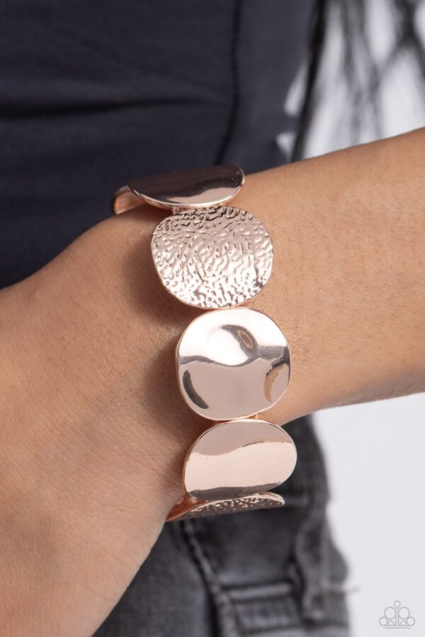 Paparazzi Bracelet ~ Rippling Record - Rose Gold