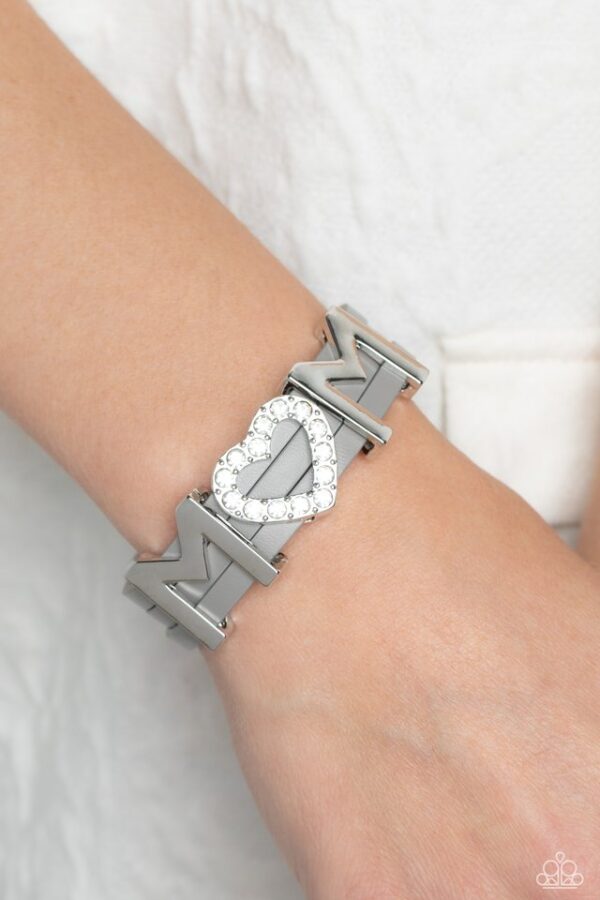 Paparazzi Bracelet ~ Heart of Mom - Silver