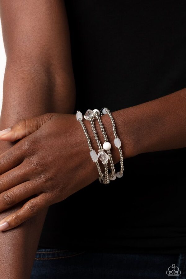 Paparazzi Bracelet ~ Geometric Guru - White