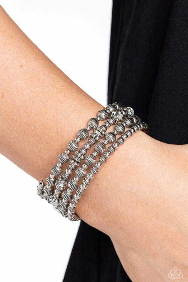 Paparazzi Bracelet ~ Striped Stack - Silver