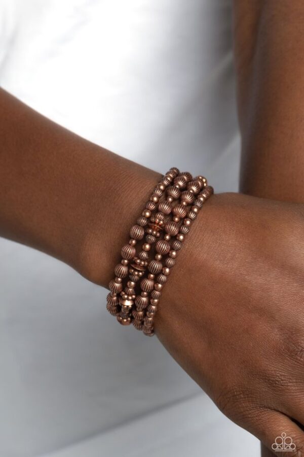 Paparazzi Bracelet ~ Striped Stack - Copper