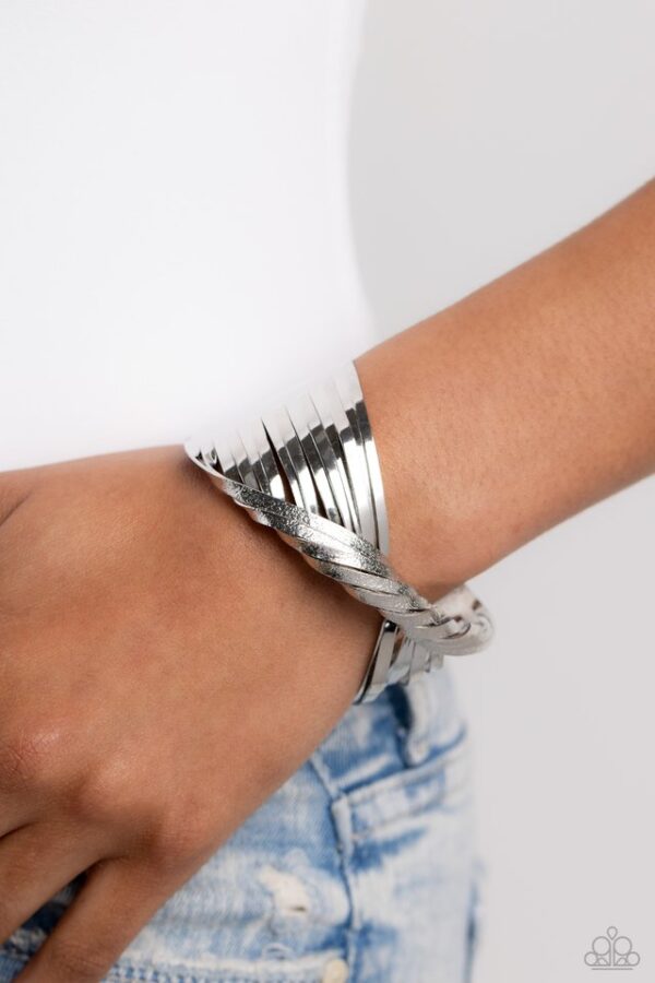 Paparazzi Bracelet ~ Radiant Ribbons - Silver