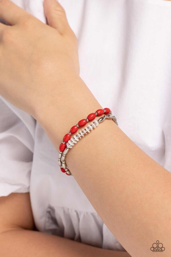 Paparazzi Bracelet ~ WOOD Luck - Red