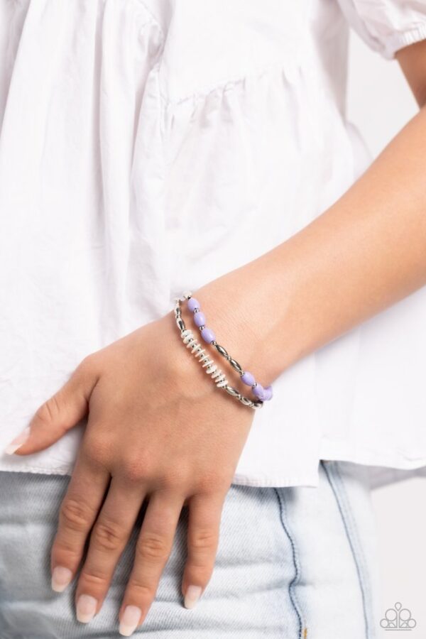 Paparazzi Bracelet ~ WOOD Luck - Purple