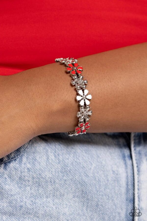 Paparazzi Bracelet ~ Floral Fair - Red