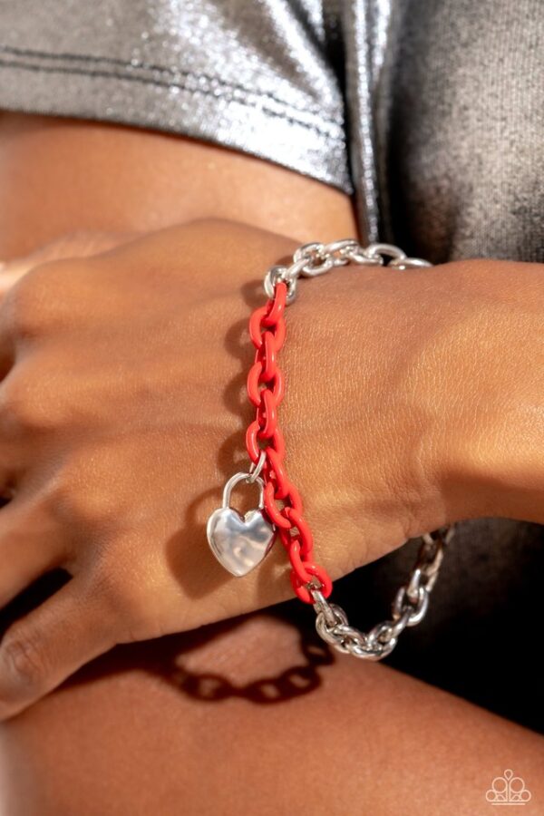 Paparazzi Bracelet ~ Locked and Loved - Red