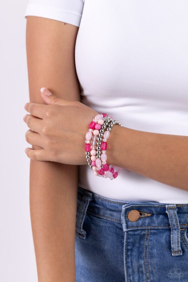 Paparazzi Bracelet ~ Glassy Gait - Pink