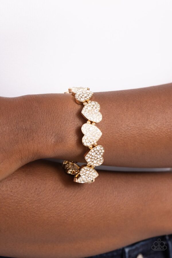 Paparazzi Bracelet ~ Headliner Heart - Gold