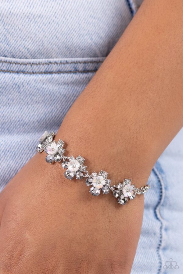 Paparazzi Bracelet ~ Floral Frenzy - Silver