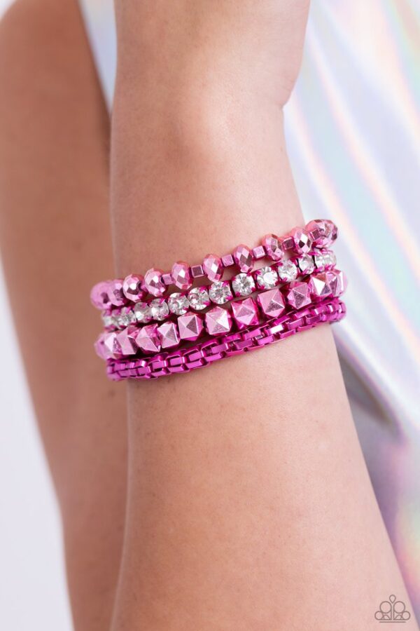 Paparazzi Bracelet ~ Punk Pattern - Pink