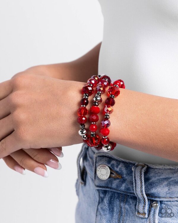 Paparazzi Bracelet ~ Stack of GLASS - Red